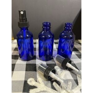 SET OF 3 NEW COBALT BLUE GLASS 2OZ SPRAY BOTTLES (2094-2096)
